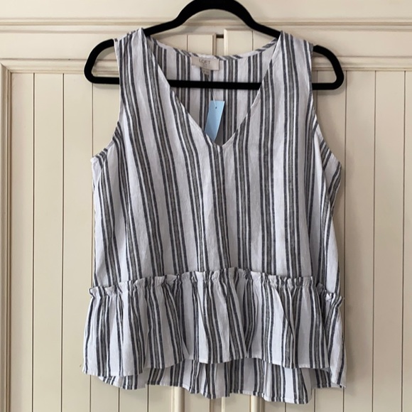 NWT Striped Loft Petite Peplum Tank - Picture 1 of 6